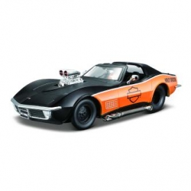 Машина MAISTO 1:24 Corvette 1970 Черный-Оранжевый 32193