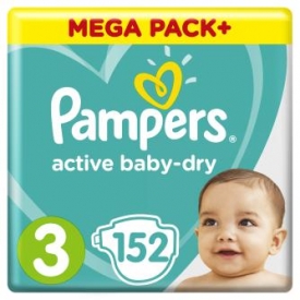 Подгузники Pampers Active Baby-Dry 3 6-10кг 152шт