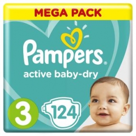 Подгузники Pampers Active Baby-Dry 3 6-10кг 124шт