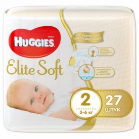 Подгузники Huggies для новорожденных Elite Soft 2 3-6кг 27шт