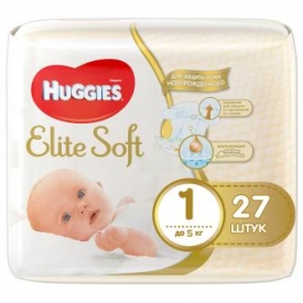 Подгузники Huggies для новорожденных Elite Soft 1 0-5кг 27шт