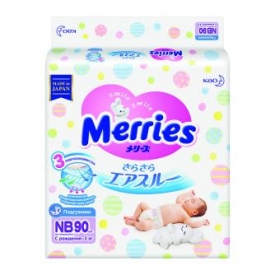 Подгузники Merries для новорожденных XS до 5кг 90шт