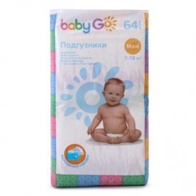 Подгузники BabyGo размер maxi 7-18кг 64шт