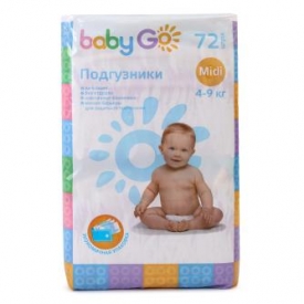 Подгузники BabyGo (4-9 кг) 72 штуки