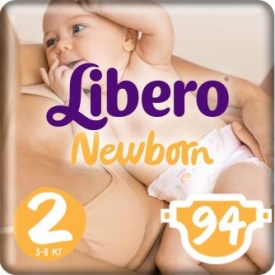 Подгузники Libero Newborn 2 3-6кг 94шт
