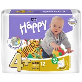 Подгузники Bella baby Happy Maxi Plus 4+ 9-20кг 12шт