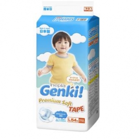 Подгузники Nepia Genki Premium soft L 9-14кг 54шт