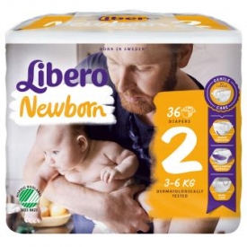 Подгузники Libero Newborn 2 3-6кг 36шт
