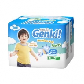 Подгузники-трусики Nepia Genki Premium soft L 9-14кг 30шт