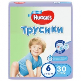 Подгузники-трусики для мальчиков Huggies 6 16-22кг 30шт