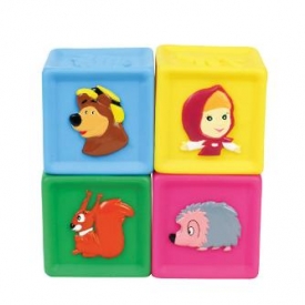 Набор из 4-х кубиков для купания Маша и Медведь играем вместе