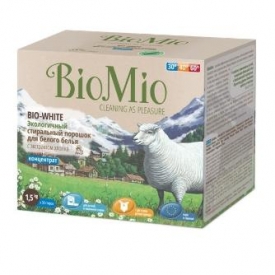 Экологичный стиральный порошок для белого белья BioMio BIO-WHITE (без запаха, с экстрактом хлопка) 1,5 кг