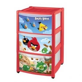 Комод Пластишка на колесах с аппликацией Angry Birds (3 ящика) в ассортименте