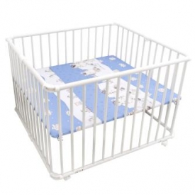 Кроватка-манеж Geuther дно голубое с зебрами