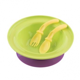 Набор Lubby тарелка Зеленый ложка вилка Желтый