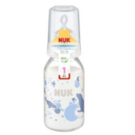 Бутылочка Nuk стеклянная 125 мл с силиконовой соской