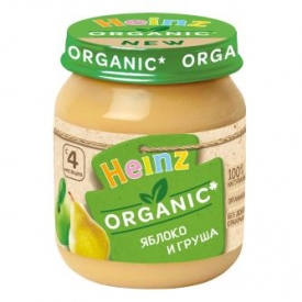 Пюре Heinz органик яблоко и груша 120г с 5 месяцев