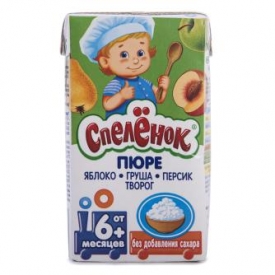 Пюре Спелёнок Яблоко-груша-персик с творогом для детей с 6 месяцев 125 г