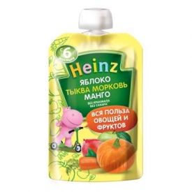 Пюре Heinz яблоко-тыква-морковь-манго 90г с 6месяцев