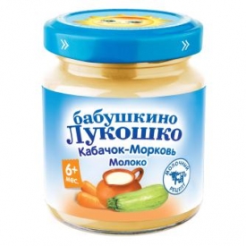 Пюре Бабушкино лукошко кабачок-морковь-молоко для детей с 5 месяцев 100 г