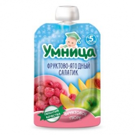Пюре Умница фруктово-ягодный салатик 100г с 5месяцев