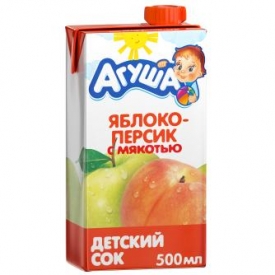 Сок Агуша яблоко-персик с мякотью 500мл с 5месяцев