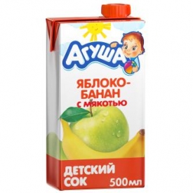 Сок Агуша яблоко-банан с мякотью без сахара 500мл с 6месяцев