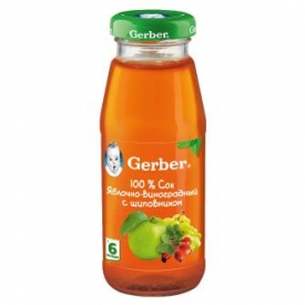 Сок Gerber яблоко-виноград-шиповник 0.175л