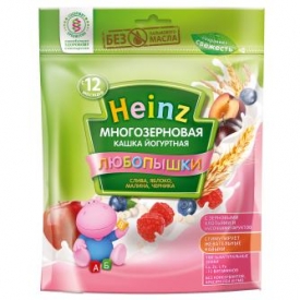 Каша Heinz йогуртовая многозерновая с малиной и черникой 200г с 12месяцев