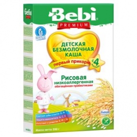 Каша Колинска Bebi Premium безмолочная рисовая низкоаллергенная 200г с 5месяцев