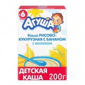 Каша Агуша молочная рис-кукуруза-банан 200г с 6 месяцев
