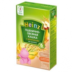 Каша Heinz безмолочная пшеница-овсянка-фрукты 200г с 6месяцев