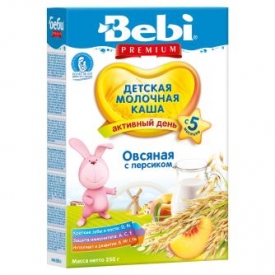 Каша Bebi Premium молочная овсяная с персиком 250г с 5месяцев