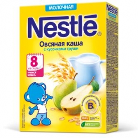 Каша Nestle молочная овсяная с кусочками груши 220г с 6месяцев