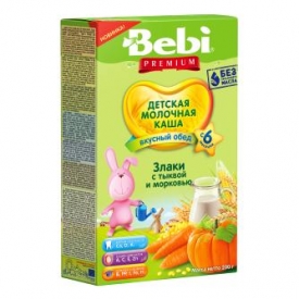 Каша молочная Bebi Premium злаки тыква-морковь 200г с 6месяцев