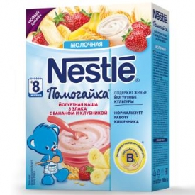Каша Nestle йогуртовая молочная 3 злаковая банан-клубника 200г с 8месяцев