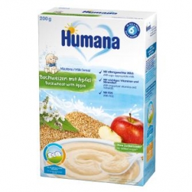 Каша Humana молочная гречневая с яблоком 200г с 6 месяцев