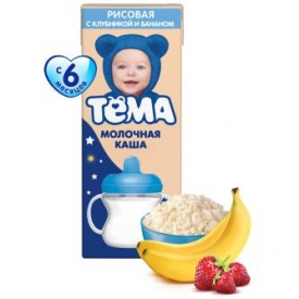 Каша Тёма молочная рисовая с пребиотиком клубника-банан 2.2% 206г с 6месяцев