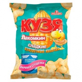 Палочки Кузя Лакомкин кукурузные с сахарной пудрой вареной сгущенкой 65г