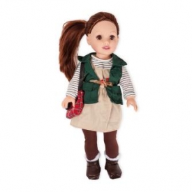 Кукла Demi Star Хлои Брюнетка в зеленом безрукавке бежевом сарафане коричневых колготках