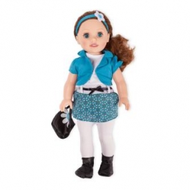 Кукла Demi Star Эмили Брюнетка в голубом пиджаке белой с голубым в цветок тунике белых лосинах