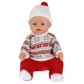 Кукла Карапуз интерактивная функциональная в красно-белом свитере 232601