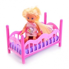 Кукла Карапуз Hello Kitty с кроваткой
