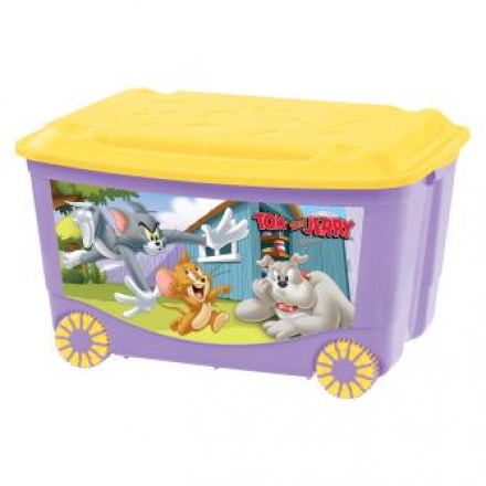Ящик для игрушек Пластишка Tom and Jerry на колесах с аппликацией Сиреневый
