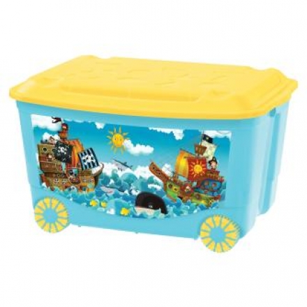 Ящик Пластишка для игрушек на колесах Голубой