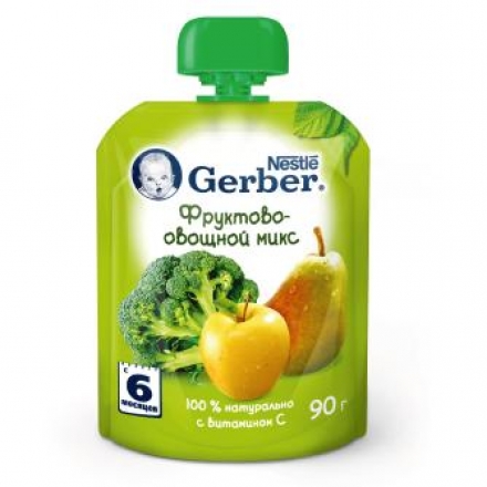 Пюре Gerber фруктово-овощной микс 90г с 6месяцев