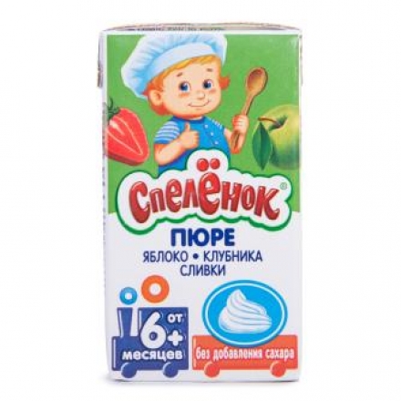 Пюре Спелёнок Яблоко-клубника со сливками для детей с 6 месяцев 125 г