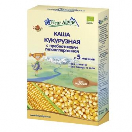 Каша Fleur Alpine безмолочная кукурузная с пребиотиками гипоаллергенная 175г с 5мес