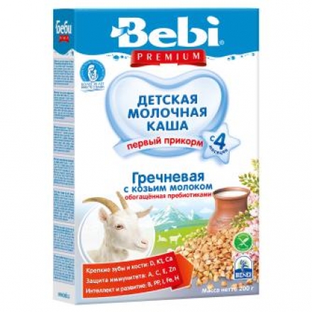 Каша Bebi Premium на козьем молоке гречневая 200г с 4 месяцев